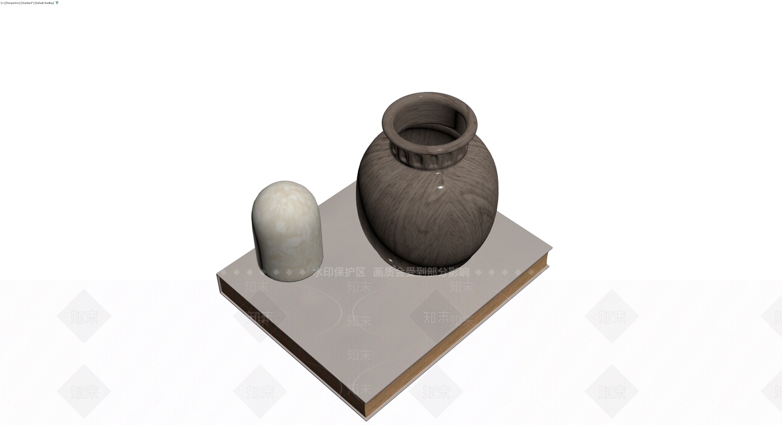 陶瓷花瓶与摆件组合3D模型下载【ID:1230461491】