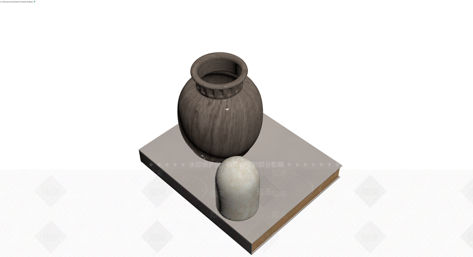 陶瓷花瓶与摆件组合3D模型下载【ID:1230461491】