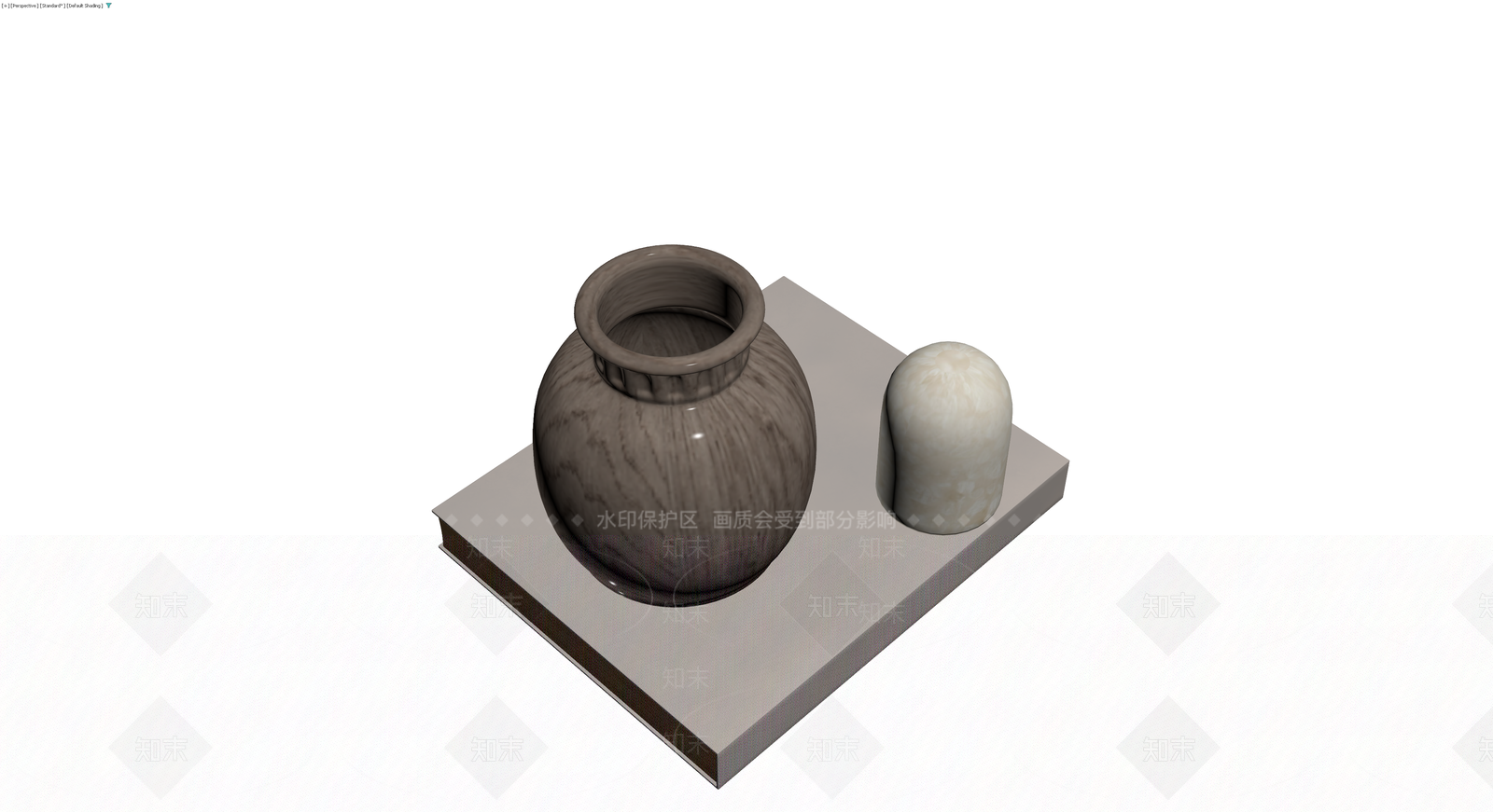 陶瓷花瓶与摆件组合3D模型下载【ID:1230461491】