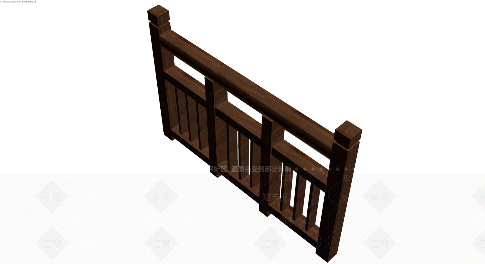 深棕色木质栏杆组件3D模型下载【ID:1230360586】
