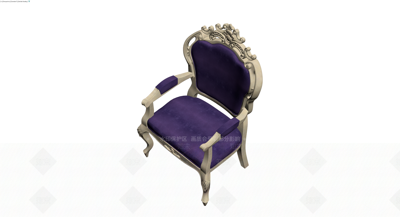 紫色软包欧式扶手椅3D模型下载【ID:1229900455】