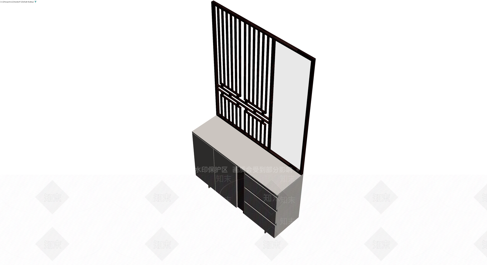 新中式屏风柜组合3D模型下载【ID:1229608549】