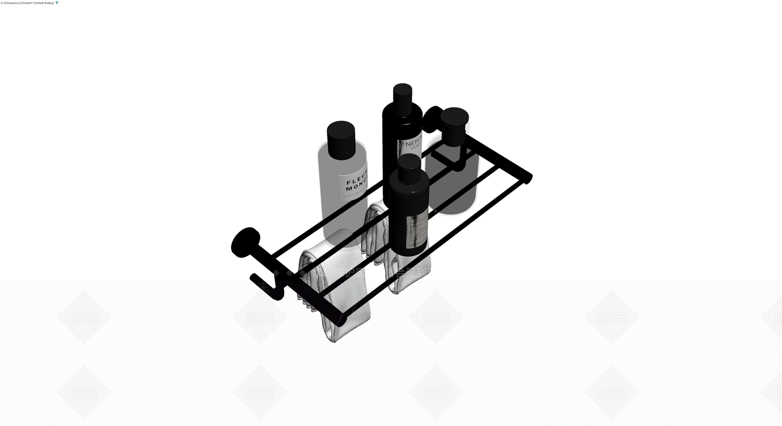 黑色置物架及用品组合3D模型下载【ID:1230348350】