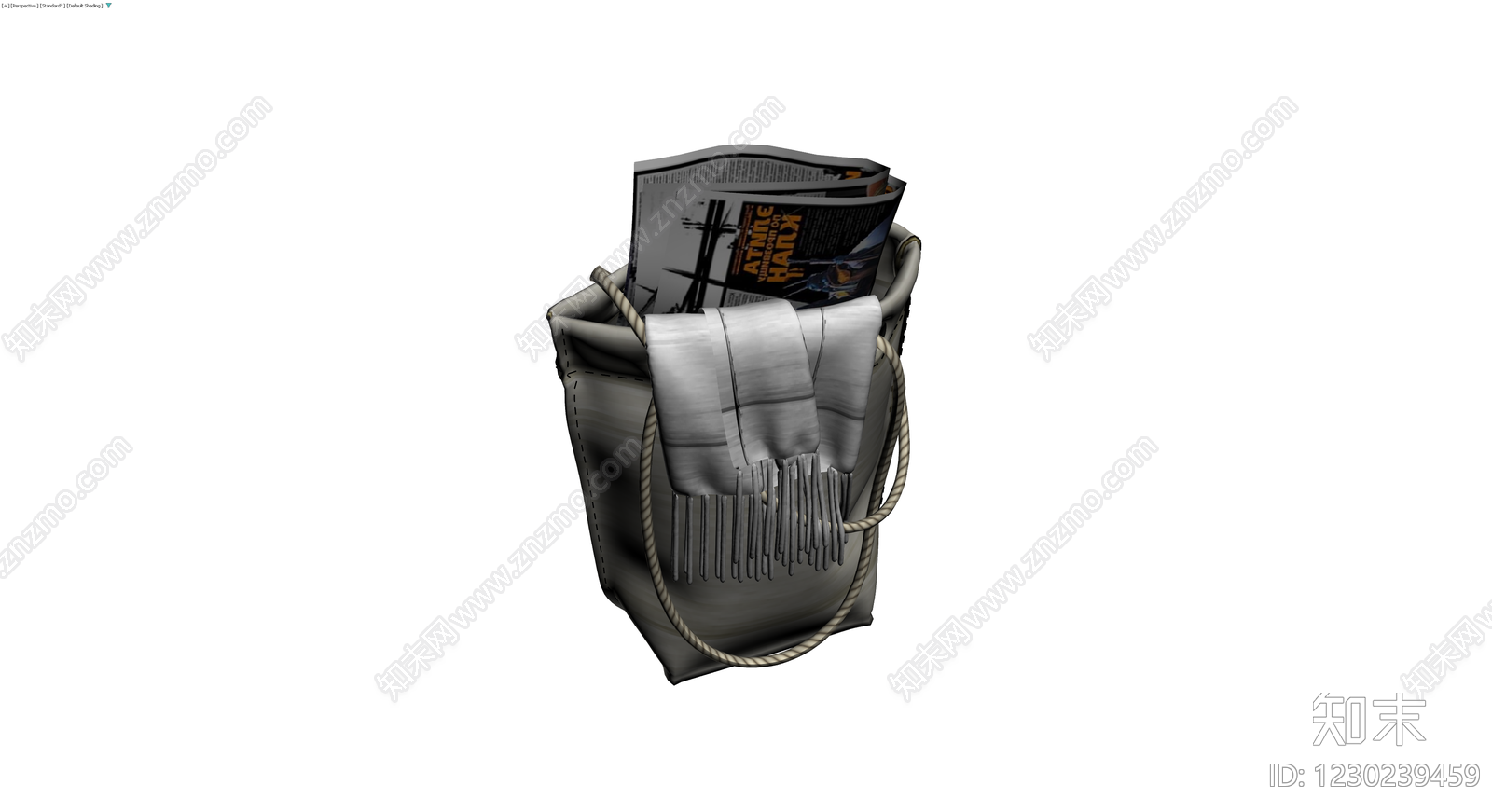 帆布袋装报纸与围巾3D模型下载【ID:1230239459】