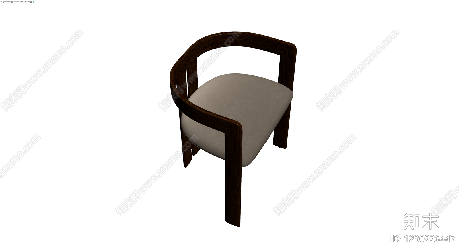 深色木质扶手椅3D模型下载【ID:1230226447】