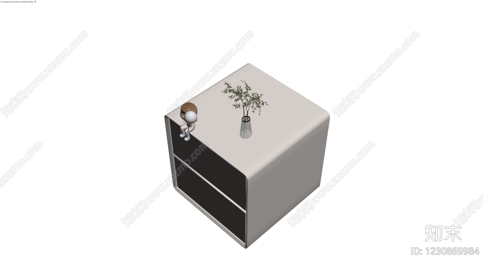 双人抽屉柜及装饰组合3D模型下载【ID:1230869984】