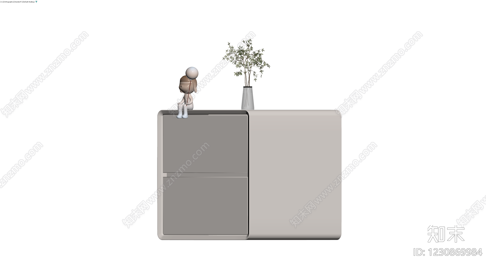 双人抽屉柜及装饰组合3D模型下载【ID:1230869984】