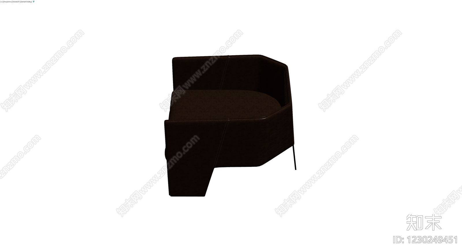 深棕色现代软包扶手椅3D模型下载【ID:1230249451】