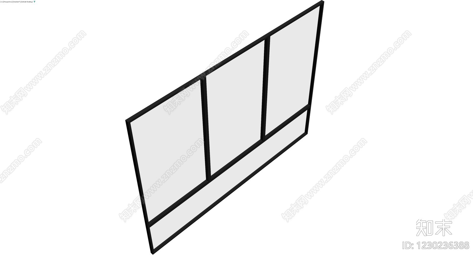 三扇玻璃隔断组件3D模型下载【ID:1230236388】