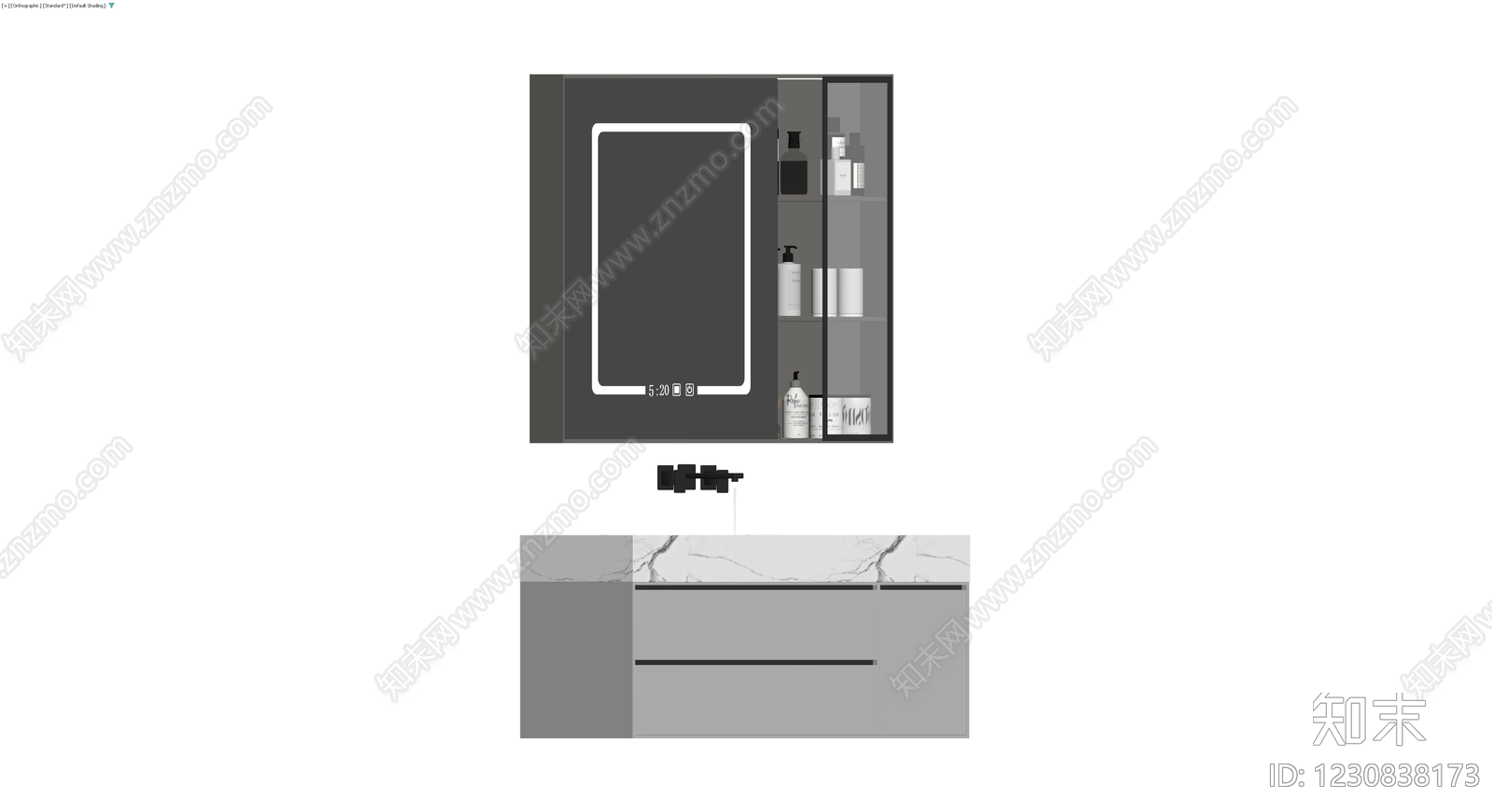 智能浴室柜镜柜组合3D模型下载【ID:1230838173】
