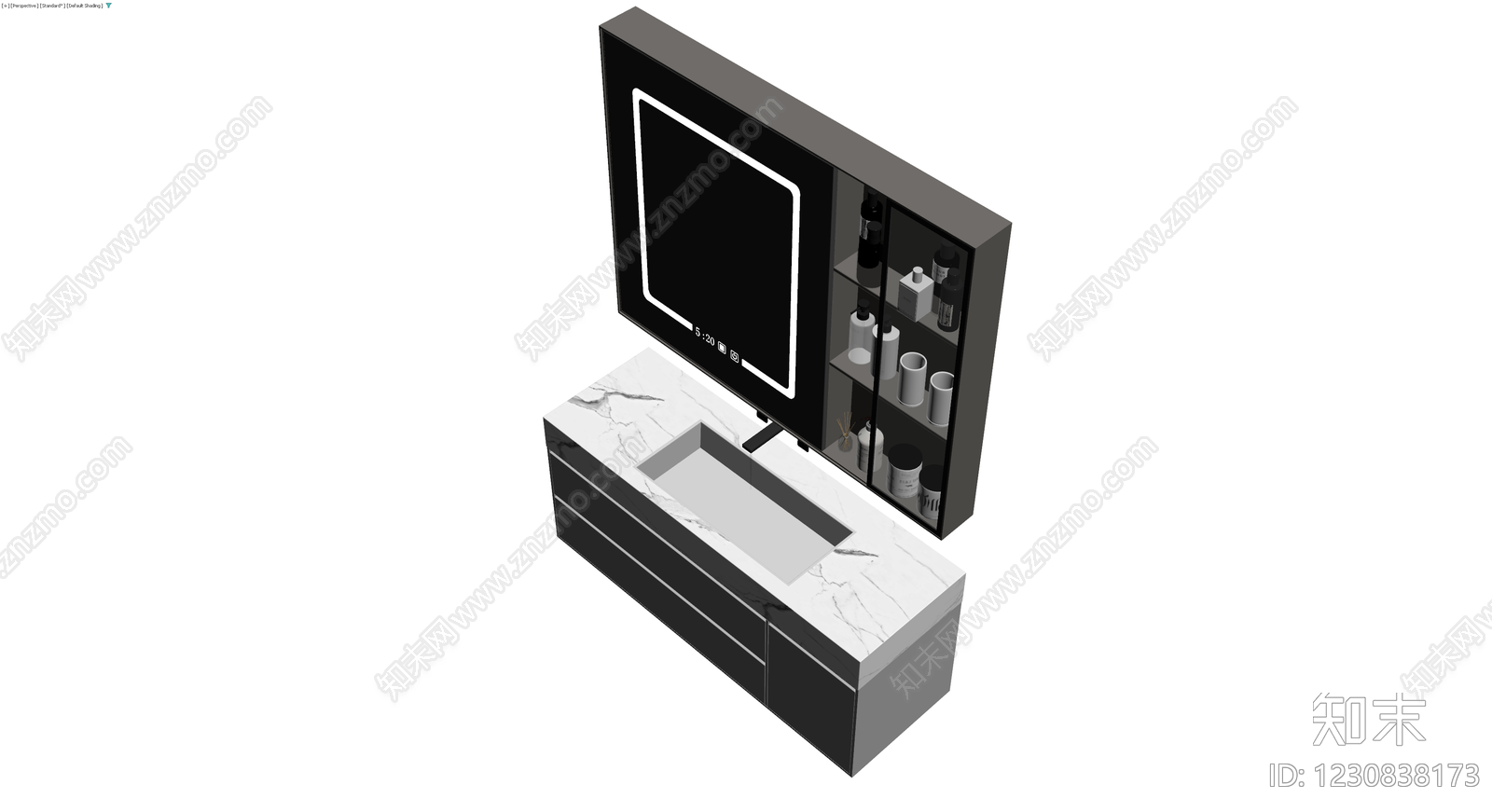 智能浴室柜镜柜组合3D模型下载【ID:1230838173】