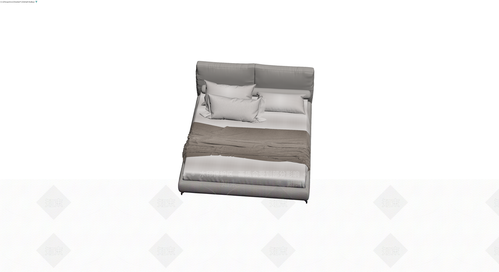 现代软包双人床3D模型下载【ID:1229971412】