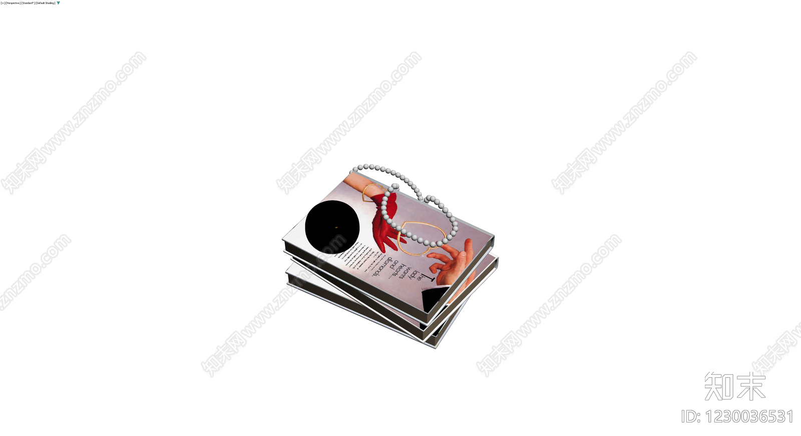 书籍与珍珠项链组合3D模型下载【ID:1230036531】