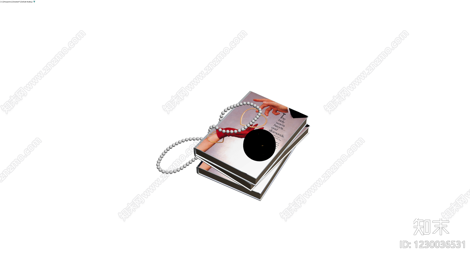 书籍与珍珠项链组合3D模型下载【ID:1230036531】