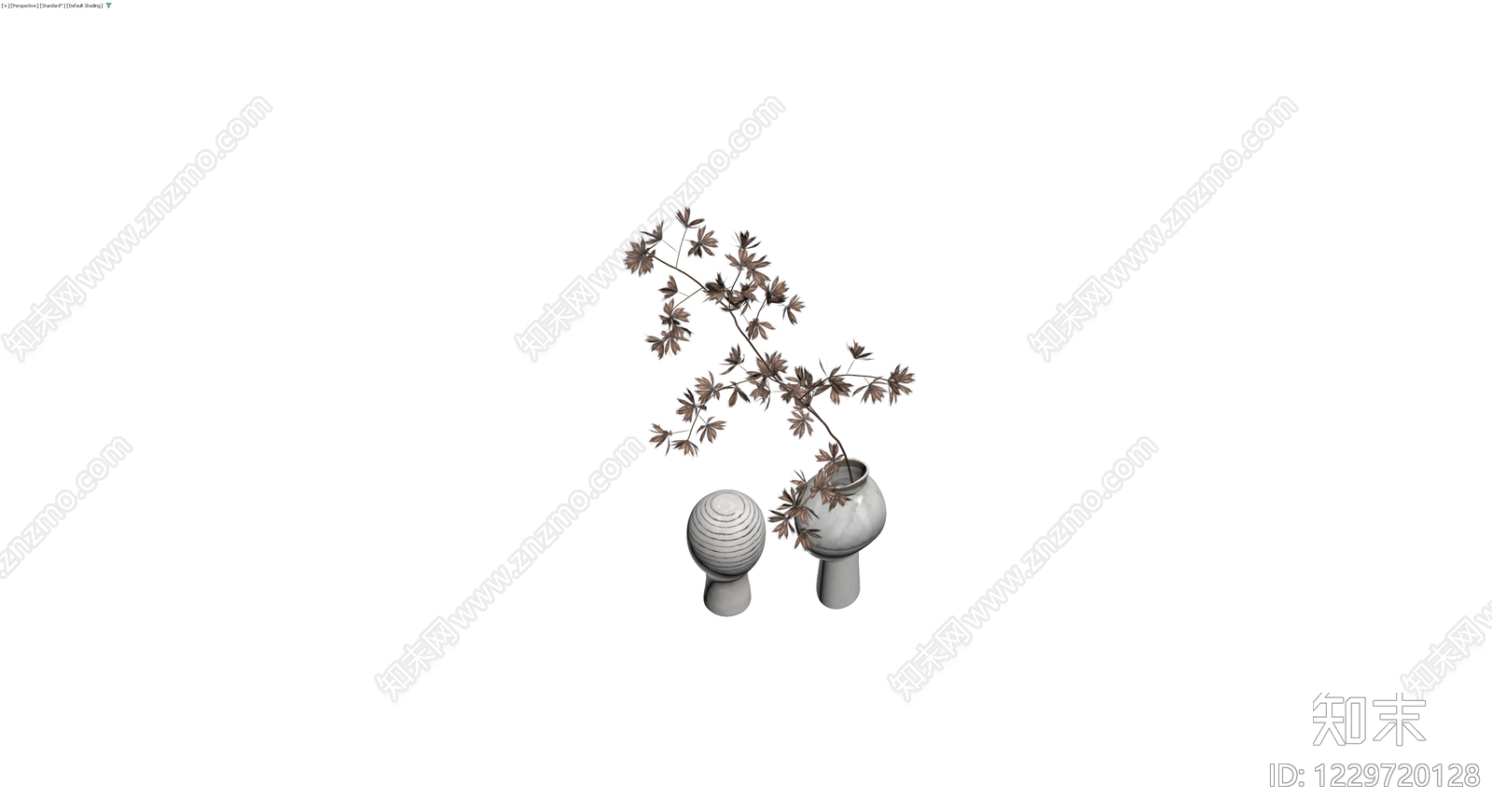陶瓷花瓶与植物组合3D模型下载【ID:1229720128】