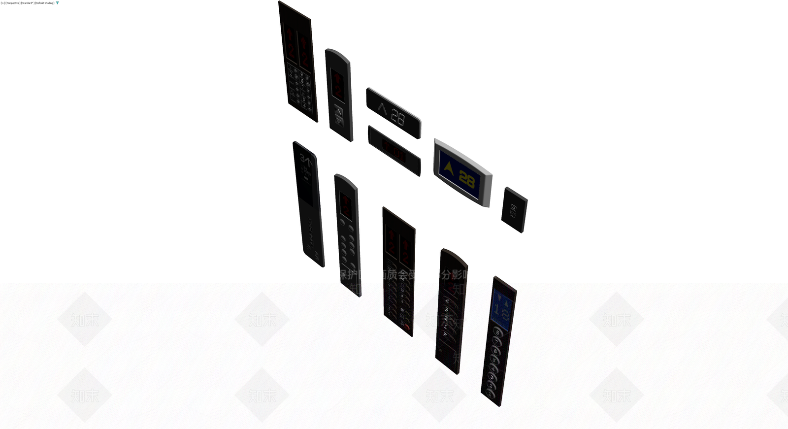 多款电梯控制面板组合3D模型下载【ID:1230444014】