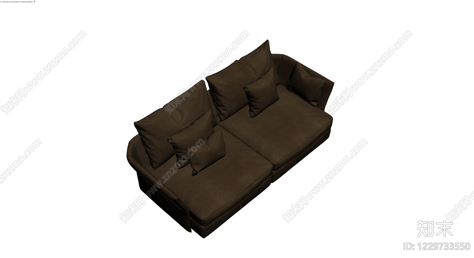 深棕色布艺组合沙发3D模型下载【ID:1229733550】