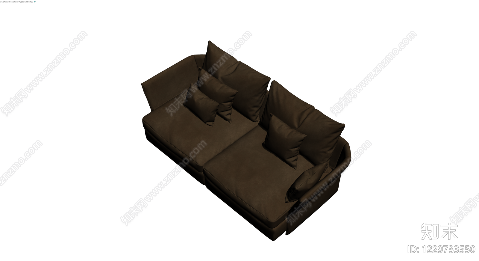 深棕色布艺组合沙发3D模型下载【ID:1229733550】