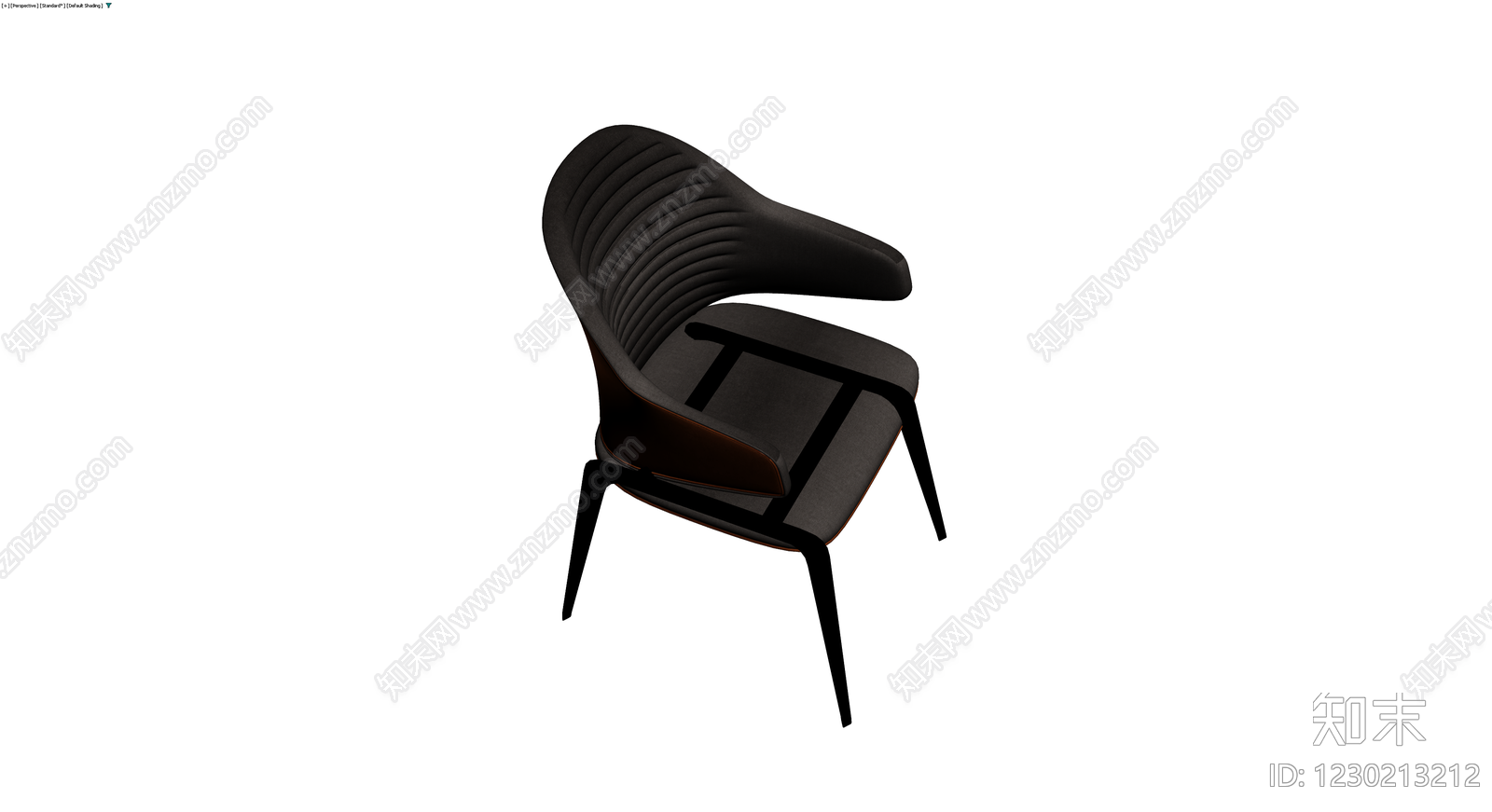 现代深色软包扶手椅3D模型下载【ID:1230213212】