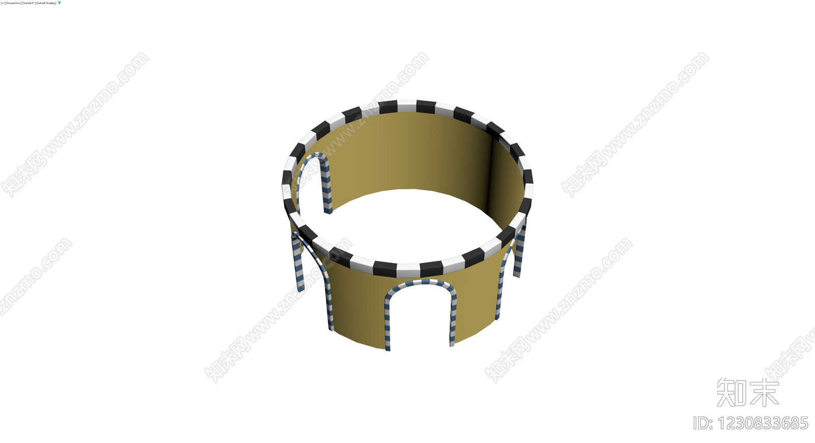 圆柱形装饰围栏3D模型下载【ID:1230833685】