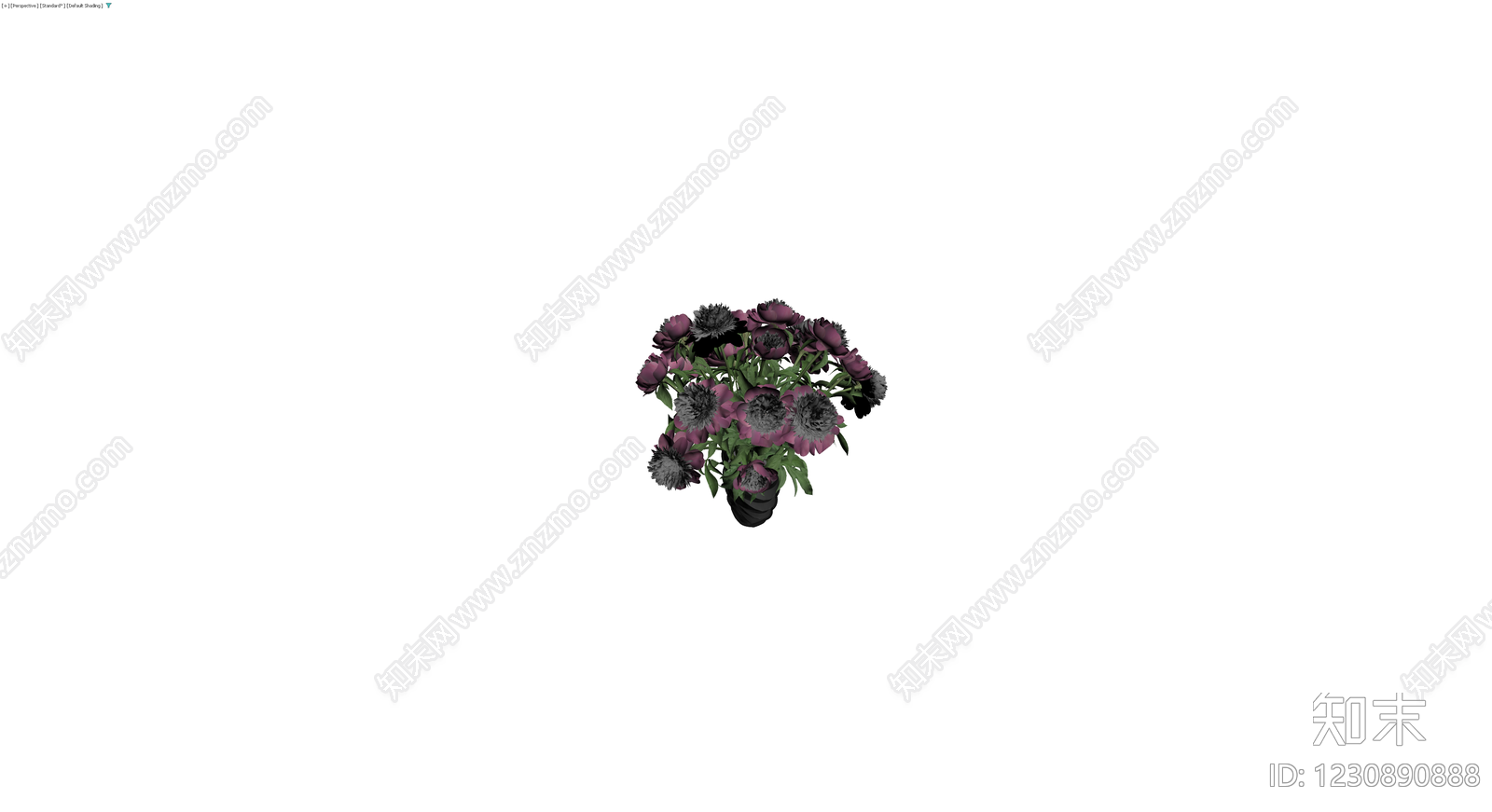 黑紫花卉盆栽3D模型下载【ID:1230890888】