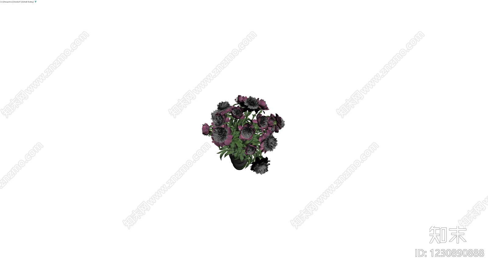 黑紫花卉盆栽3D模型下载【ID:1230890888】