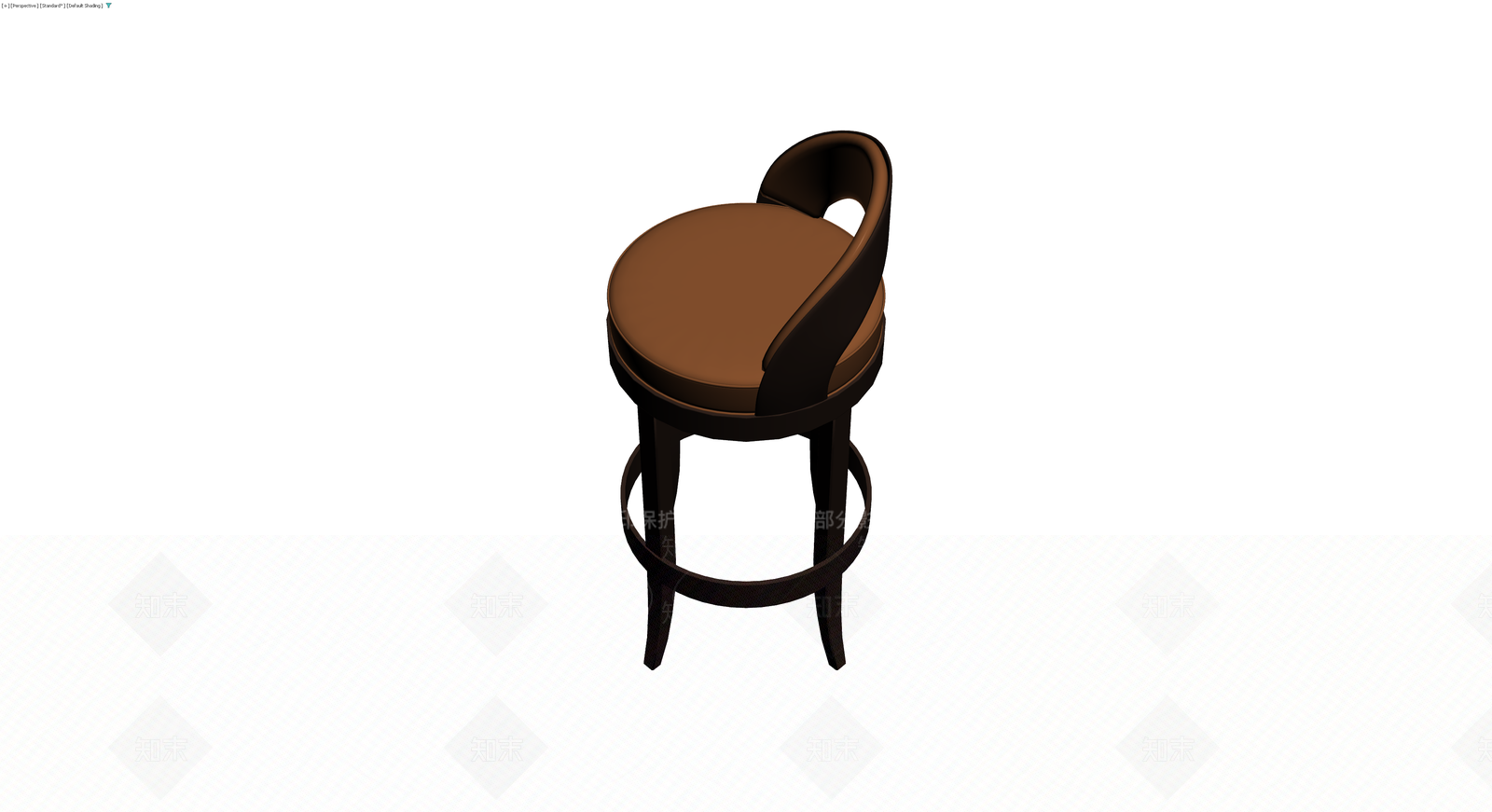 深褐色带靠背高脚凳3D模型下载【ID:1230598040】