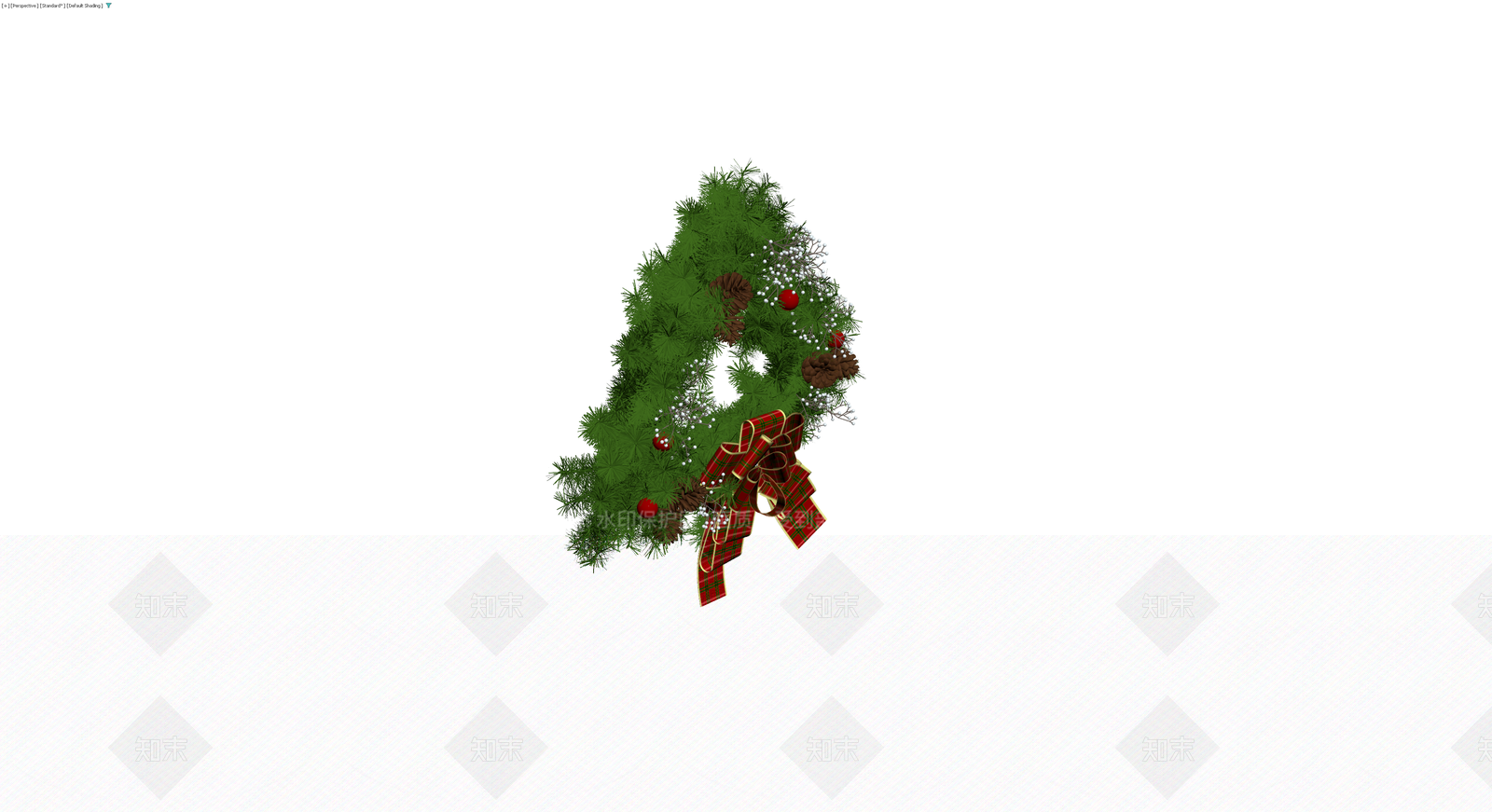 红绿格纹蝴蝶结圣诞花环3D模型下载【ID:1230618233】