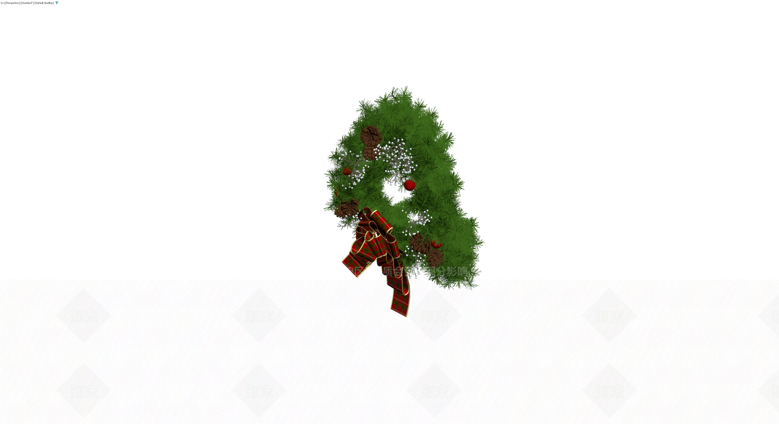 红绿格纹蝴蝶结圣诞花环3D模型下载【ID:1230618233】