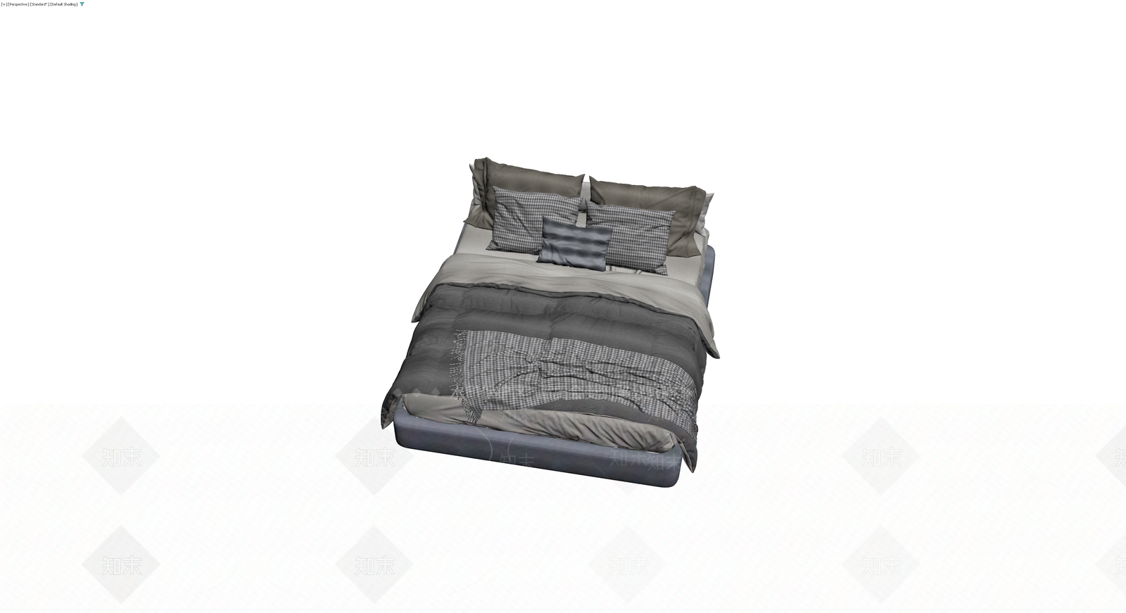 现代风格双人床及床品组合3D模型下载【ID:1229601169】