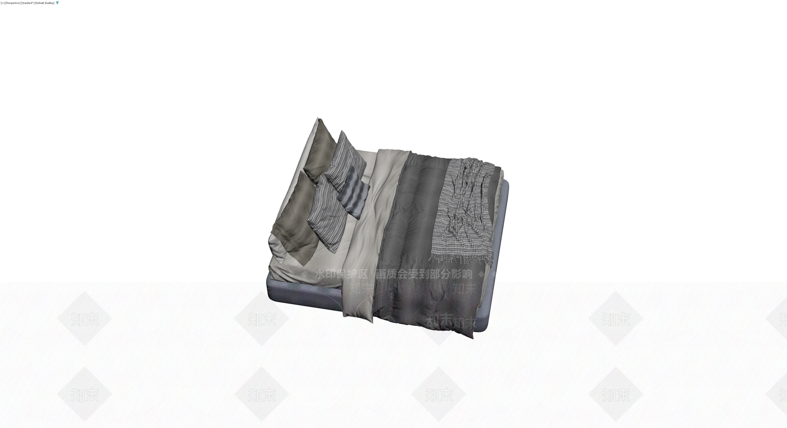 现代风格双人床及床品组合3D模型下载【ID:1229601169】
