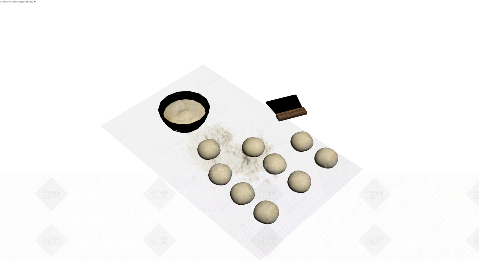 烘焙面团与工具组合3D模型下载【ID:1230687726】