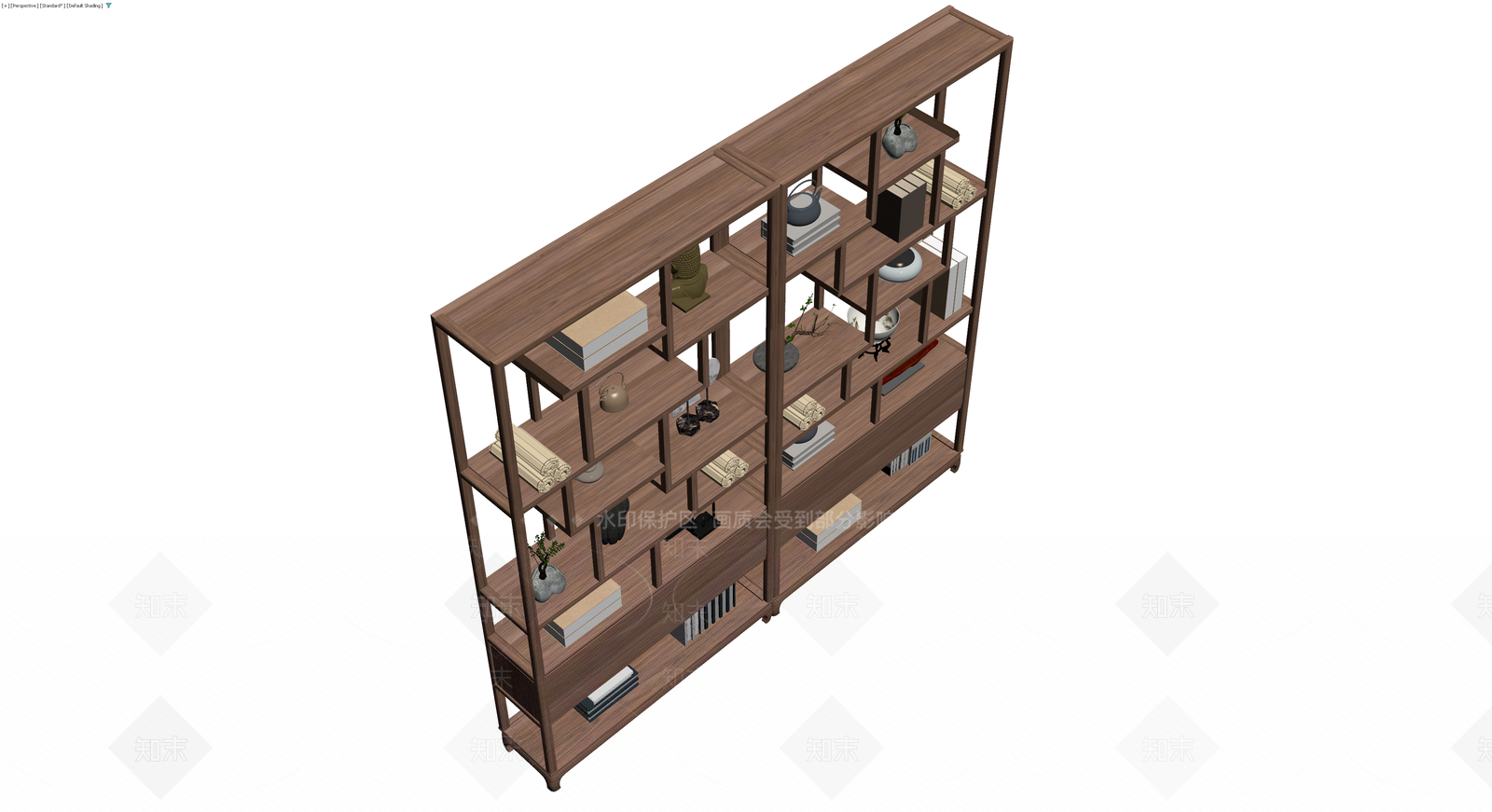 新中式木质博古架组合3D模型下载【ID:1230166315】