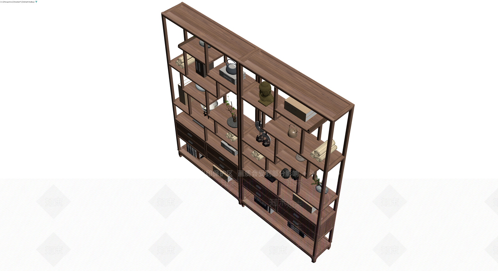 新中式木质博古架组合3D模型下载【ID:1230166315】