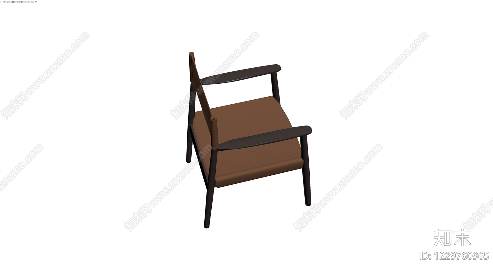 深木色皮质扶手椅3D模型下载【ID:1229760965】