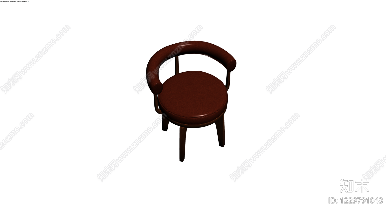 深红皮圆背木椅3D模型下载【ID:1229791043】