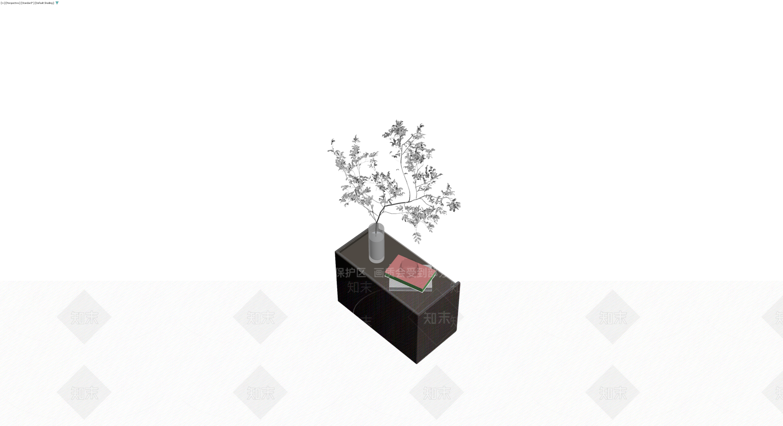 床头柜配花瓶书籍组合3D模型下载【ID:1229945527】