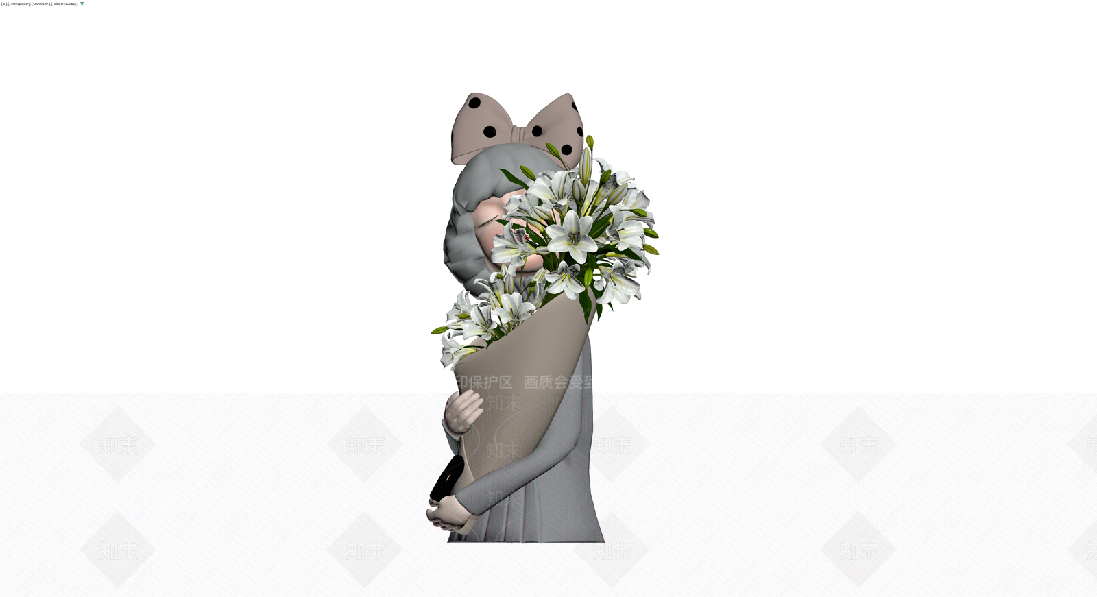灰模手持百合花束人物3D模型下载【ID:1230731116】