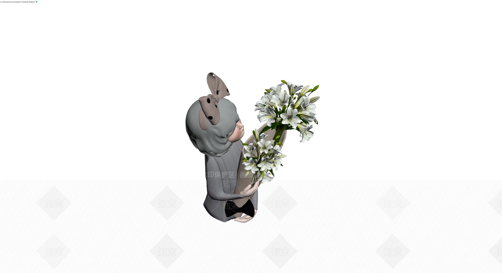 灰模手持百合花束人物3D模型下载【ID:1230731116】
