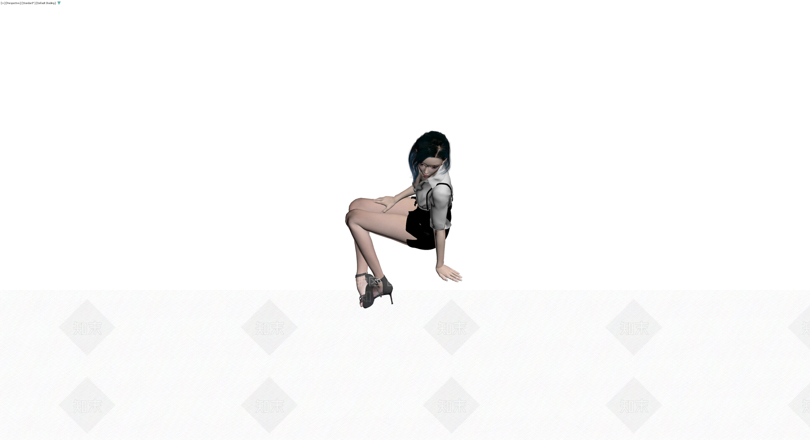 蓝发女性3D角色模型3D模型下载【ID:1230421870】