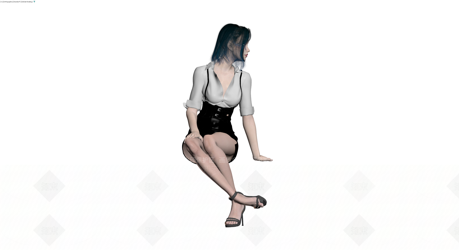 蓝发女性3D角色模型3D模型下载【ID:1230421870】