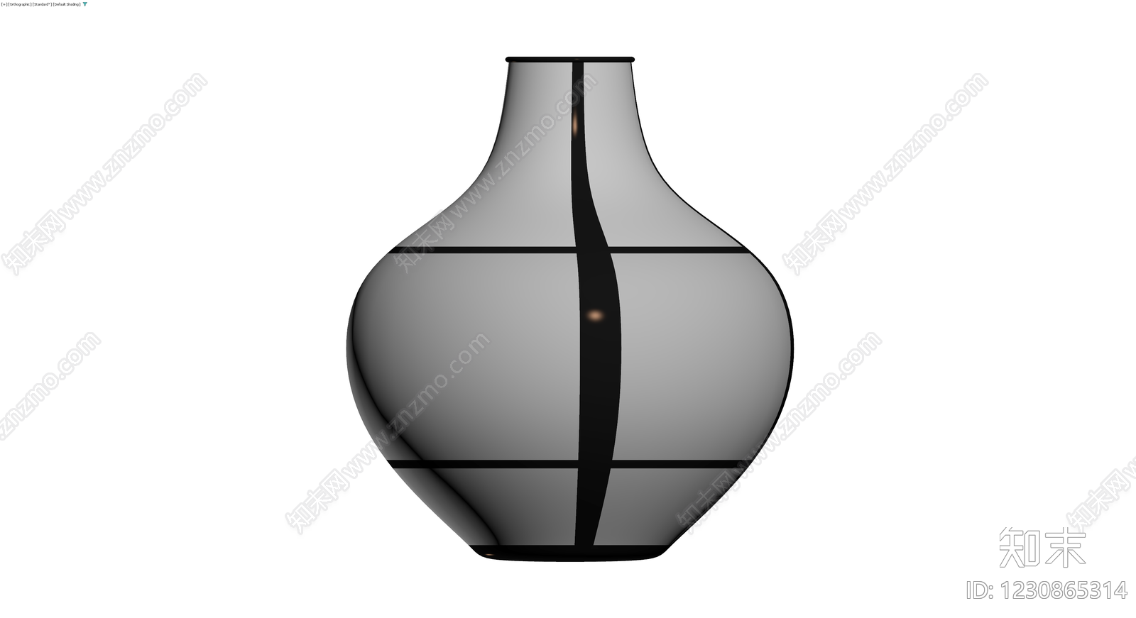 黑白条纹装饰花瓶3D模型下载【ID:1230865314】