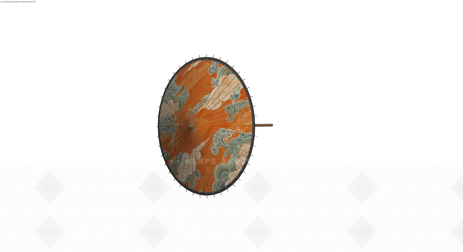 橙色云纹油纸伞3D模型下载【ID:1230121012】
