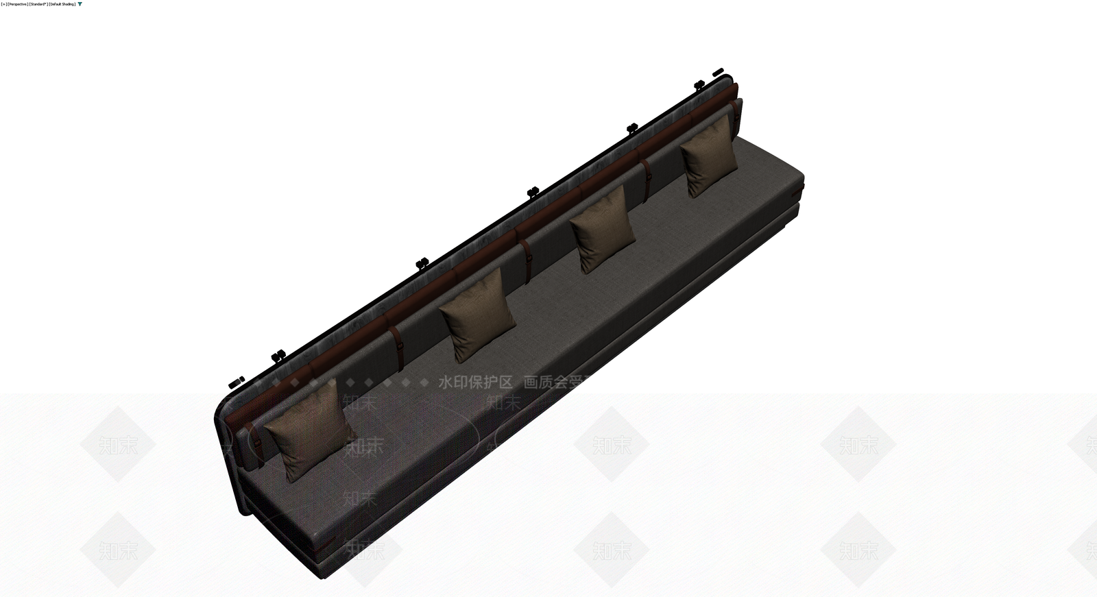 深灰布艺长条沙发3D模型下载【ID:1230678462】