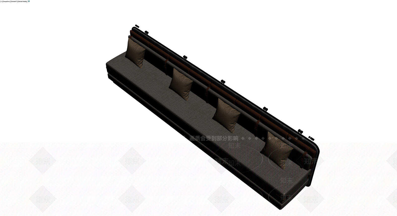 深灰布艺长条沙发3D模型下载【ID:1230678462】