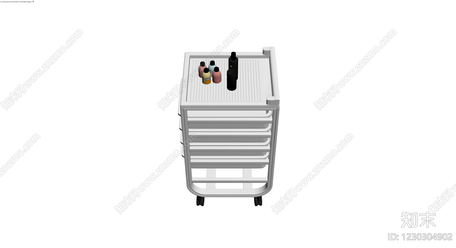 白色多层收纳手推车3D模型下载【ID:1230304902】