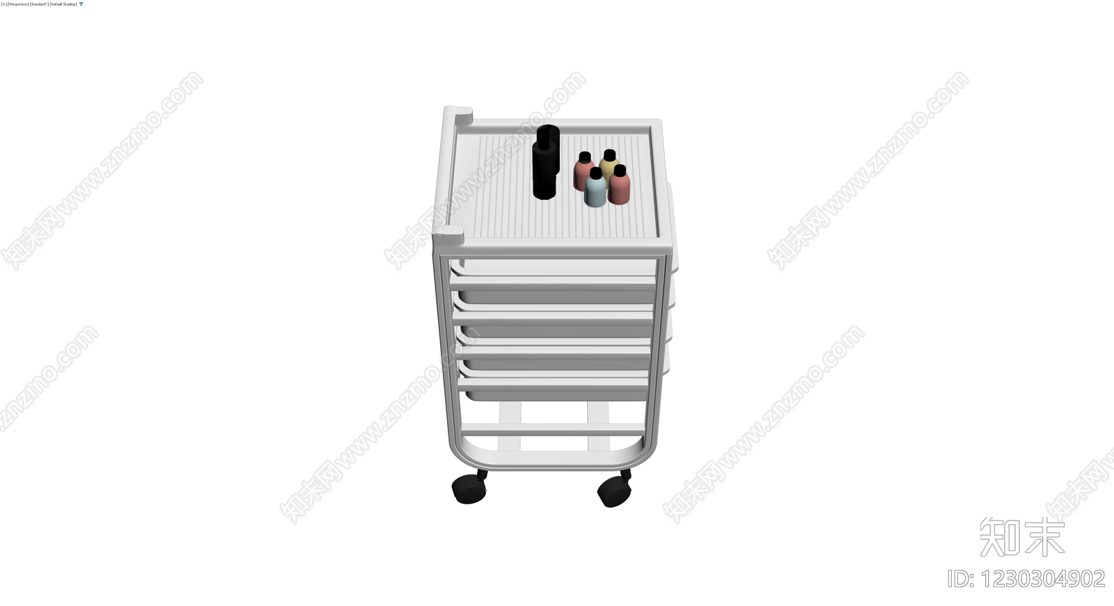 白色多层收纳手推车3D模型下载【ID:1230304902】