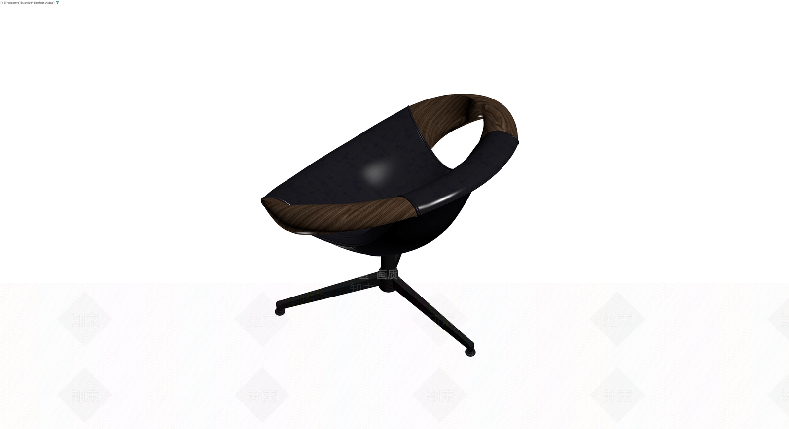 黑木拼色现代扶手椅3D模型下载【ID:1229905698】