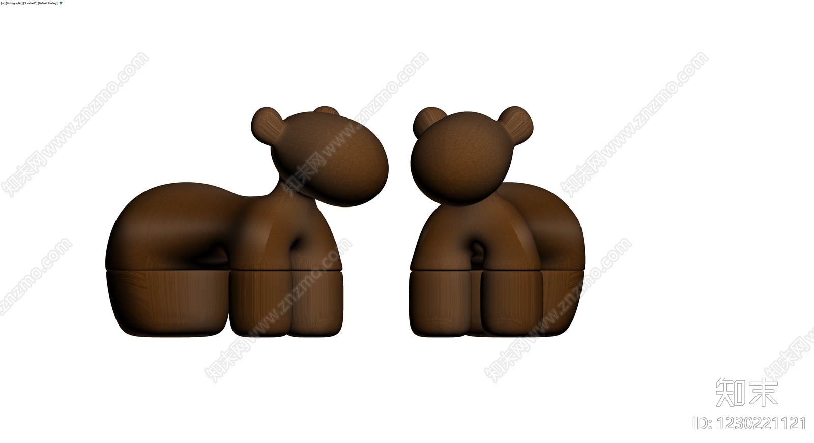 木质抽象动物雕塑3D模型下载【ID:1230221121】