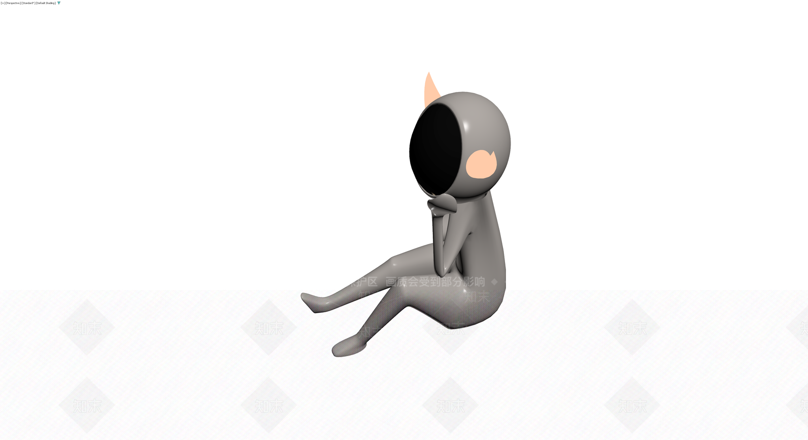 灰模带角人物雕塑3D模型下载【ID:1229648540】